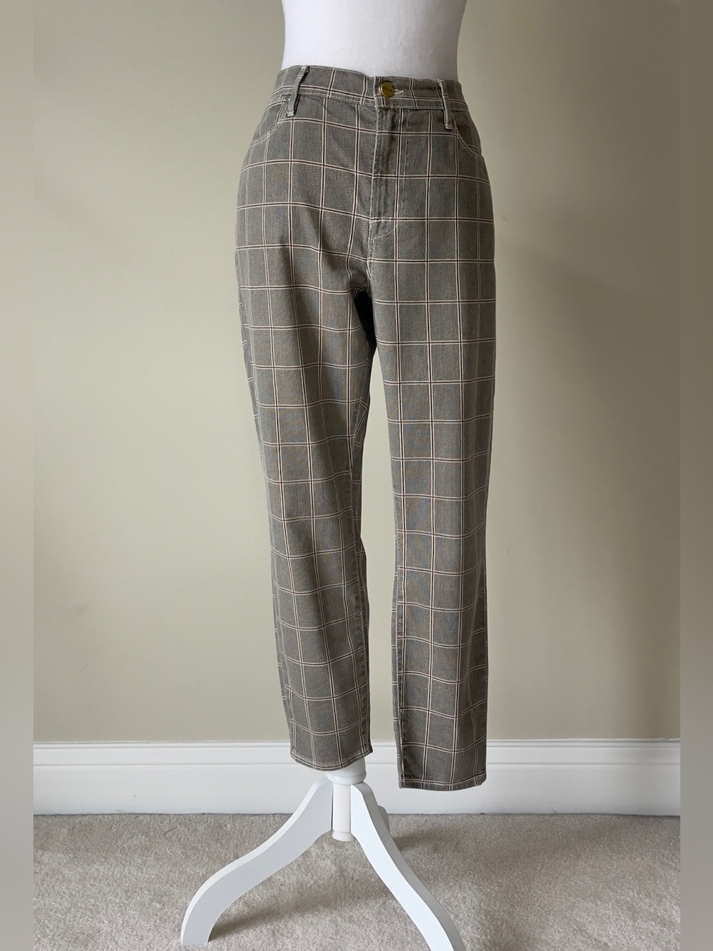 FRAME Le High Skinny Crop windowpane plaid pants EUC Size 31